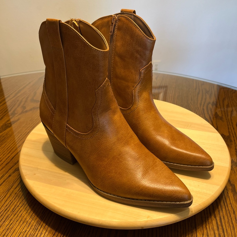 Women's Tan Leather Ankle Boots